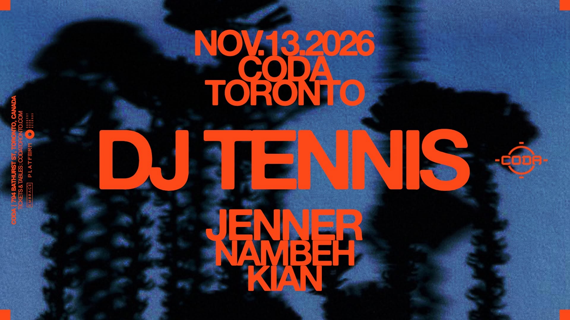 DJ Tennis — 13 Nov at CODA